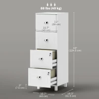 HOMCOM 4 Drawer File Cabinet with Lock, Office Filing Cabinet, A4 Letter Size, Hanging File Folders, White(m-3)