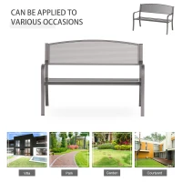 Outsunny 50" Steel Garden Bench Outdoor Patio 2-Person Park Seat Yard Furniture Loveseat Brown(m-6)