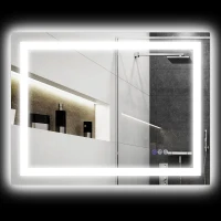 HOMCOM Dimmable Bathroom Mirror with Lights, 32" x 24" Backlit/Front Lit LED Mirror, Anti-Fog, Memory, Infinite Color Temp(m-11)