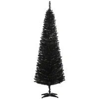 HOMCOM 6' Artificial Pencil Christmas Tree, Slim Xmas Tree with 390 Realistic Branch Tips and Plastic Stand, Black(m-11)