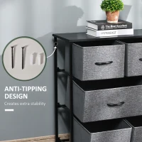 HOMCOM 8-Drawer Dresser, 3-Tier Fabric Chest of Drawers, Storage Tower Organizer Unit with Steel Frame for Bedroom, Hallway, Dark Gray(m-7)