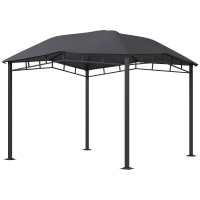 Outsunny 10' x 10' Soft Top Patio Gazebo Outdoor Canopy with Geometric Roof, All-weather Steel Frame, Gray