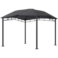 Outsunny 10' x 10' Soft Top Patio Gazebo Outdoor Canopy with Geometric Roof, All-weather Steel Frame, Gray(m-1)