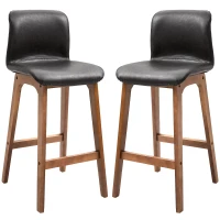HOMCOM Modern Bar Stools Set of 2, Counter Height Bar Chair with PU Leather Wooden Frame Padding Seats for Dining Room Home Bar, Dark Brown(m-14)