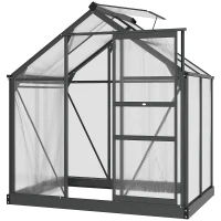 Outsunny Greenhouse Garden, Green House, Outdoor Greenhouse Kit, PC Board with Sliding Door, 6.2' x 4.3' x 6.6', Grey(m-12)