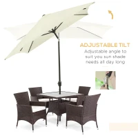 Outsunny 6.5x10ft Rectangle Aluminum Tilt Patio Umbrella, Garden Market Parasol, Outdoor Sunshade Canopy with Crank, Cream White(m-4)