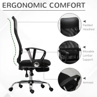 Vinsetto Office Chair High Back Mesh Executive Computer Desk Napping Seat, Height Adjustable, Swivel with Footrest and Lumbar Support(m-5)