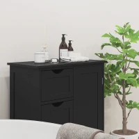 kleankin Bathroom Storage Cabinet, Floor Cabinet with Adjustable Shelf and 4 Drawers, Side Cabinet for Washroom, Black(m-9)