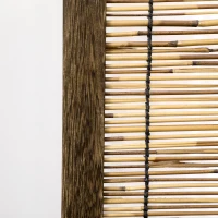 HOMCOM Hand Woven Room Divider, 4 Panel Folding Privacy Screen, Indoor Reed Partition Wall, 63"x67"x0.75", Brown(m-7)