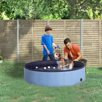 PawHut Folding Dog Pool Portable Pet Kiddie Swimming Pool, Outdoor/Indoor Puppy Bath Tub with Nonslip Bottom for Dogs & Cats,  (Φ47", Blue)(m-1)