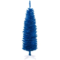 HOMCOM 5ft Pencil Christmas Trees, Skinny Artificial Christmas Tree for Xmas Holiday Decor, Deep Blue(m-2)