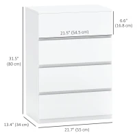 HOMCOM 4 Drawer Chest Storage Cupboard Freestanding Drawer Unit, White(m-3)