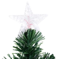 HOMCOM 6' Tall Prelit Full Fir Artificial Christmas Tree with Realistic Branches, 230 Green/Red/Blue  Fiber Optic Lights and 230 Tips(m-9)