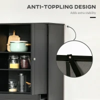 HOMCOM 72" Kitchen Pantry Cabinet, Modern Kitchen Pantry Storage Cabinet with 4 Doors and 3 Adjustable Shelves, Black(m-6)