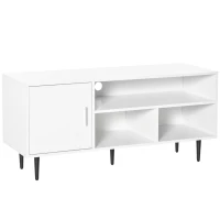 HOMCOM Modern TV Stand Cabinet for TVs up to 60 Inches with Storage Shelf, Cable Hole, Home Entertainment Unit Center, for Living Room Bedroom, White(m-2)