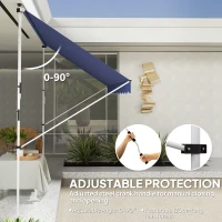 Outsunny 10x5ft Patio Sun Shade Canopy, Manual Retractable Awning with 5.6-9.2ft Support Pole for Window, Door, Porch, Navy Blue(m-6)