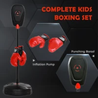 Qaba Kids Punching Bag with Stand & Boxing Gloves for Boys & Girls Ages 5-10, Black(m-5)