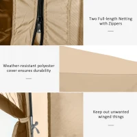 Outsunny 12' x 12' Hexagon Automatic Pop Up Screen Tents Camping Shelter Picnic Canopy Outdoor Sun Shade w/ Mesh Sidewalls and Carry Bag Beige(m-6)