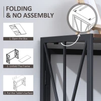 HOMCOM Folding Console Table, Industrial Sofa Table, Narrow Farmhouse Table with Metal Frame for Living Room, Entryway, Foyer, Brown(m-6)