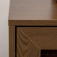 HOMCOM Sideboard Buffet Cabinet, Kitchen Cabinet with Metal Grid Flip Drawer, Adjustable Shelf, Accent Cabinet for Living Room, Walnut(m-8)