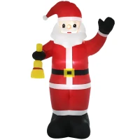 HOMCOM 8ft Christmas Inflatable Santa Claus Ringing Bell, Outdoor Blow-Up Yard Decoration with LED Lights Display(m-1)