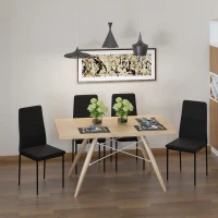 HOMCOM High Back Dining Chairs, Modern Upholstered PU Leather Accent Chairs with Metal Legs for Kitchen, Set of 4, Black(m-1)