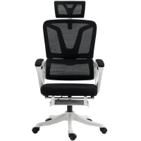 Vinsetto High Back Home Office Chair, Fabric Computer Desk Chair with Adjustable Headrest, Lumbar Support, Armrest, Foot Rest, Reclining Back, Black(m-1)