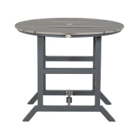 Outsunny Aluminum Frame Round Patio Table with Umbrella Hole, Outdoor Dining Table for 4 People, Dark Gray(m-1)