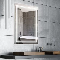 kleankin 32" x 24" LED Bathroom Mirror, Lighted Vanity Mirror, Wall Mounted with Smart Touch Button, Horizontally and Vertically, Waterproof, Plug-in, Silver(m-10)