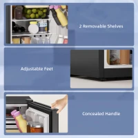 HOMCOM 2.5 Cu.Ft Mini Fridge, Single Door Compact Refrigerator with Freezer, Adjustable Thermostat, Reversible Door, Black(m-4)