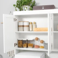 HOMCOM 71" Kitchen Pantry Cabinet, Storage Buffet with Hutch, Adjustable Shelves for Living Room, High Gloss White(m-9)