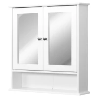 kleankin Medicine Cabinet, Wall-Mounted Bathroom Mirror Cabinet with Double Doors, Open Shelf, and Adjustable Shelf, Modern Bathroom Wall Cabinet, White(m-12)