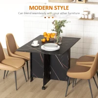 HOMCOM Foldable Dining Table, Drop Leaf Folding Side Table Console Writing Desk with 2 Wheels for Kitchen, Dining Room(m-6)