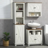 kleankin Bathroom Cabinet, Tall Storage Cabinet with Door and Adjustable Shelves, 15.6" x 11.8" x 63", White(m-1)