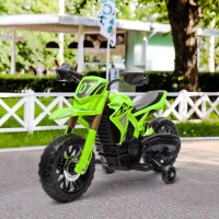 Qaba 6V Kids Motorcycle with Training Wheels, Horn & Start Sound, for 3-8 Years, Green(m-10)