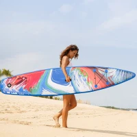 Outsunny Inflatable Paddle Board, Stand Up Paddle Board Adjustable Aluminum Paddle Non-Slip Deck Colorful Spray-painting Board w/ ISUP Accessories, Carry Bag, 11'9'' x 30" x 6"(m-1)