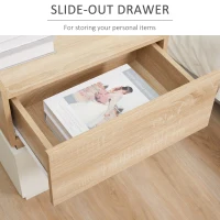HOMCOM Bedside Table with 2 Stackable Drawers, Modern Nightstand, End Table for Bedroom, Natural(m-4)