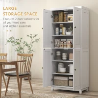 HOMCOM 72.5" Kitchen Cabinet, Pantry Storage Cabinet with 4 Doors and 2 Adjustable Shelves for Dining Room, White(m-5)