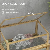 Outsunny Raised Garden Flower Bed Kit with Lean-to Greenhouse, Wooden Cold Frame Planter, 41" x 22.5" x 28.25", Natural(m-7)