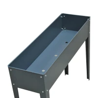 Outsunny Metal Raised Garden Bed, Elevated Planter Box with Legs and Drain Holes, Dark Gray(m-9)