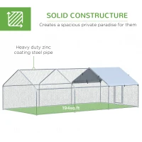 PawHut Large Chicken Coop Metal Chicken Run with Waterproof and Anti-UV Cover, Spire Shaped Walk-in Fence Cage Hen House for Outdoor and Yard Farm Use, 1.3" Tube Diameter, 9.8' x 19.7' x 6.4'(m-6)