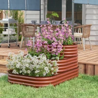 Outsunny 3-Tier Raised Garden Bed Set w/ Safety Edging, Open Bottom for Vegetables, Herbs, Flowers, 62.25" x 43" x 32.25", Brown(m-10)