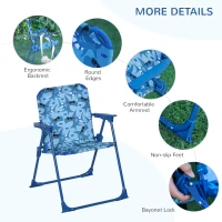 Outsunny Kids Folding Table and Chairs Set for Outdoor Garden Patio Backyard with Removable & Height Adjustable Sun Umbrella, Blue(m-7)