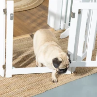 PawHut 23.5"H Foldable Dog Gate with Door, 4 Panels Freestanding Pet Gate Barriers Indoor with Support Feet, Puppy Fence for Small Dogs, White(m-10)