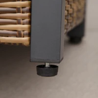 Outsunny 43in Outdoor Propane Gas Fire Pit Table, 50,000 BTU Auto-Ignition Wicker Gas Firepit with Glass Wind Guard, Blue Glass Rock, CSA Certification, Brown(m-8)