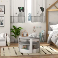 Qaba 5 Piece Kids Table and Chairs Set with Storage for Art, Craft, Drawing, Playroom, Classroom, Nursery, Gray(m-10)