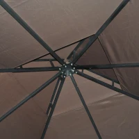 Outsunny 10' x 10' Patio Gazebo Outdoor, Canopy Shelter with Double-tier Roof, Pavilion Sidewalls for Garden Events, Brown(m-10)