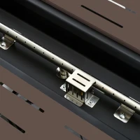 Outsunny 42 Inch Outdoor Propane Gas Fire Pit Table, 50,000 BTU Auto-Ignition Rectangular Gas Firepit with Slat Tabletop, Lid, Lava Rocks, Rain Cover, CSA Certification, Brown(m-8)