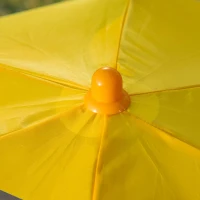 Outsunny Kids Folding Picnic Table and Chair Set Pattern Outdoor Garden Patio Backyard with Removable & Height Adjustable Sun Umbrella Yellow(m-10)