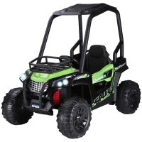 Aosom 12V Kids UTV with Music, Lights, MP3/USB, Suspension System, Remote Control, Green(m-1)